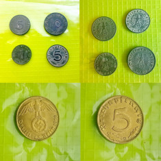 E286-Monede 3 Reich cu zwastica metal originale stare buna 1940. Pret pe bucata.