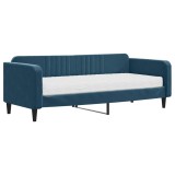 Cumpara ieftin Pat de zi cu saltea, albastru, 90x200 cm, catifea