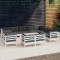 vidaXL Set mobilier grădină cu perne, 12 piese, alb, lemn masiv pin 3096948