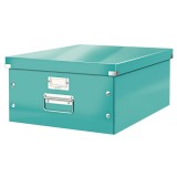 Cutie depozitare cu capac carton laminat pliabila cu capac 360 x 200 x 480 mm Leitz WOW Click&amp;Store turcoaz