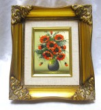 TABLOU VAZA CU FLORI PICTAT IN TEHNICA CUTITULUI RAMA LEMN AURIT 23 CM