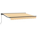 vidaXL Copertină retractabilă manuală Galben și alb 3,5 x 2 m 3420403