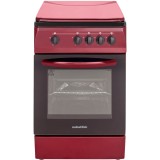 Aragaz NobelTek NLT 1065BD/G1, Gaz, 4 arzatoare, Dispozitiv siguranta plita si cuptor, 50 x 60 cm, Rosu Bordeaux