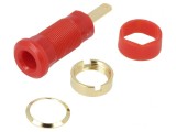Soclu banană 2mm roşu aurit 10A 600VDC