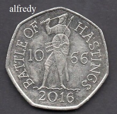 Anglia Marea Britanie 2016 50 Pence, Comemorativa, Hastings 1066 foto