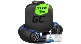 Cablu de &icirc;ncărcare Green Cell Snap Type 2 EV 11 kW 5 m pentru Tesla Model 3 S X Y, VW ID.3, ID.4, Kia EV6, Hyundai IONIQ 5, Ford Mach-E