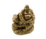 Statueta Feng Shui Buddha Fericit pe Iepure, 7.5cm, FS305, Rasina, Decoratiune Casa, Noroc, Prosperitate