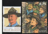 Belgia 2007 - Europa CEPT , Cercetasi, serie 2 valori dantelate, MNH, Mi.3681-3682, cota 1,5+2,2
