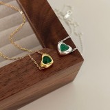 Cumpara ieftin LantiE or din Argint 925 cu Inima Verde Smarald , Colectia , zEmerald Heart,