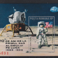ROMANIA 1989 20 ani de la primul pas pe Luna Colita LP.1229 MNH