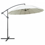 Umbrelă de soare suspendată, alb, 3 m, st&acirc;lp de aluminiu, vidaXL
