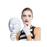Masca mime din plastic pentru carnaval, Halloween sau bal mascat, alb