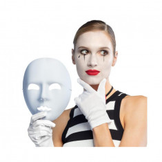 Masca mime din plastic pentru carnaval, Halloween sau bal mascat, alb