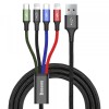 Cablu Incarcare USB-A - 2 x Lightning / microUSB / USB-C Baseus Rapid 4in1, 20W, 1.2m, Negru CA1T4-A01, Apple