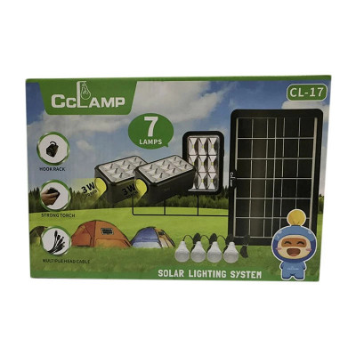 Kit solar CCLAMP CL-17, 6 W, 7800 mAh, 3 proiectoare, panou solar inclus foto