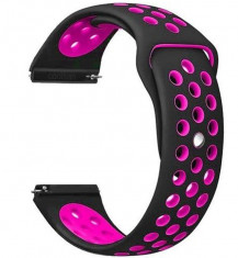 Curea ceas Smartwatch Samsung Galaxy Watch 4, Watch 4 Classic, Gear S2, iUni 20 mm Silicon Sport Black-Pink foto