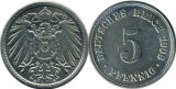 Germania 1906A - 5 pfennig, circulate