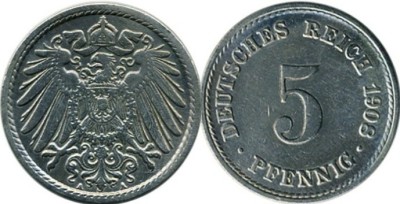 Germania 1906A - 5 pfennig, circulate foto