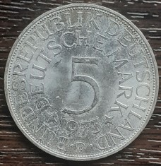 (A891) MONEDA DIN ARGINT GERMANIA - 5 MARK 1973, LIT D, 11,2 GRAME. PURITATE 625