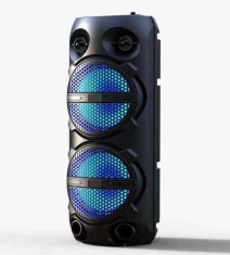Boxa portabila cu doua difuzoare, bluetooth, 2x10W, lumini led RGB, acumulator,