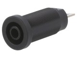 Conector banană 4mm soclu 24A 1kV negru nichelat pe panou