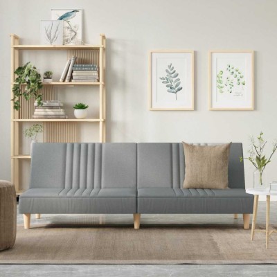 vidaXL Canapea extensibilă, gri deschis, material textil 351881 foto