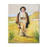 Tablou celebru Ciobanas pictat manual, 50x40cm ulei pe panza, reproducere Nicolae Grigorescu