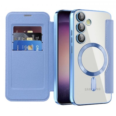 Husa MagSafe pentru Samsung Galaxy S23 S911, Techsuit, SmartMag Book, Bleu foto