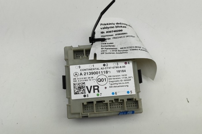 Modul de control ușă dreapta față MERCEDES-BENZ E W213 2018 OEM: A2139001118,A2139010608,A2139027011 | 30740200