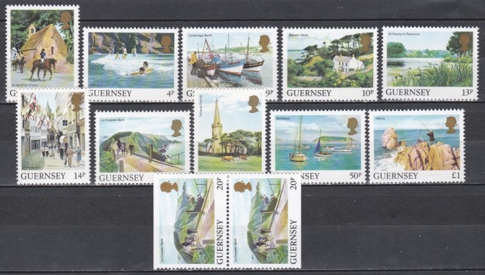 Guernsey 1984 - Ziua timbrului, 2 Serii + val. 20 p, pereche (NDT sus și jos), SET COMPLET, MNH