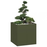 Cumpara ieftin Jardinieră verde măsline 80x80x80 cm oțel