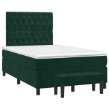Cumpara ieftin Pat box spring cu saltea, verde inchis, 120x190 cm, catifea