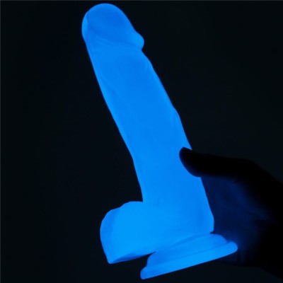 Dildo Clasic Fosforescent Lumino Play, Alb, 19 cm foto
