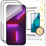 Folie de protectie Ecran WZK pentru Apple iPhone 14 Pro Max, Sticla Securizata, Full Glue, Set 2 bucati, Neagra
