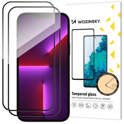 Folie de protectie Ecran WZK pentru Apple iPhone 14 Pro Max, Sticla Securizata, Full Glue, Set 2 bucati, Neagra foto