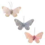 Decorațiuni Perdea, Fluturi, Clește Metalic, Multicolor, Cu Glitter, 13x8 cm, Set 3 Bucăți, Oem