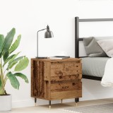 Noptieră Lemn Masiv Reciclat VidaXL, 40x35x50 cm, Stil Rustic, Maro, 2 Sertare, Design Unic