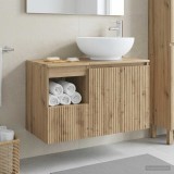 Cumpara ieftin Set dulap baie 2 buc. Stejar Artizanal 79,5 x 44,5 x 80 cm