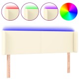 Cumpara ieftin Tablie de pat cu LED, crem, 147x16x78/88 cm, piele ecologica