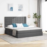 Cumpara ieftin Pat cu LED si saltea Gri inchis 180 x 200 cm Tesatura