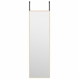 Oglinda pentru usa, auriu, 30x100 cm, sticla si aluminiu