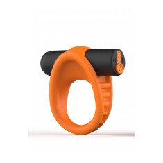 Inel Penis Saturn, 10 Moduri Vibratii, Silicon, USB, Portocaliu/Negru, Guilty Toys, Cosmic Love