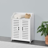 Cumpara ieftin Dulap de Baie Alb cu 2 Usi si 1 Raft pentru Prosoape, Material WPC, [en.casa]