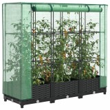 Strat &icirc;nălțat cu husă de seră, aspect ratan, 120x40x123 cm