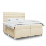 Cumpara ieftin Pat box spring cu saltea, crem, 200x200 cm, textil