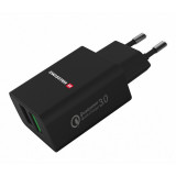 Incarcator Retea USB Swissten Travel, Quick Charge, 23W, 2 X USB, Negru