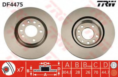 Disc frana FIAT CROMA (194) (2005 - 2016) TRW DF4475 foto