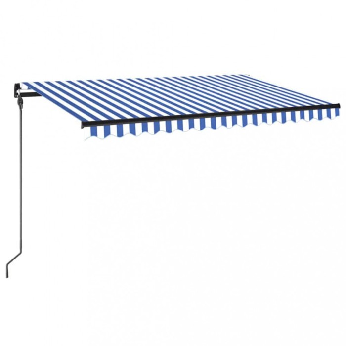 Copertina retractabila manual LED, albastru si alb, 450x300 cm