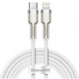 Cablu alimentare si date Baseus Cafule Metal, Fast Charging Data Cable pt. smartphone, USB Type-C la Lightning Iphone PD 20W, braided, 2m, alb