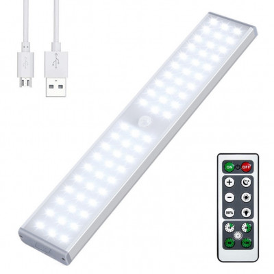 Lampa LED,incarcare USB, magnetica, cu telecomanda 60 LED-uri, cu senzori foto
